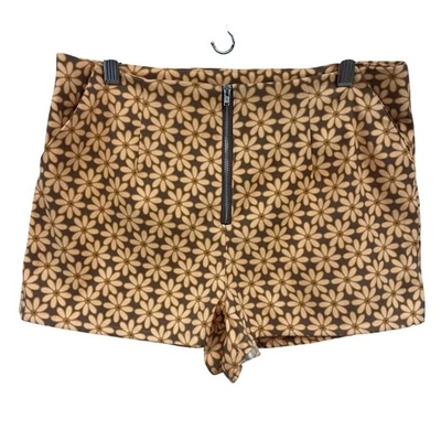 Pantalones Cortos Altard State Estampado Floral Cremallera Frontal Hippie Retro Flor Mediana Melocotón Foto 1 de 4