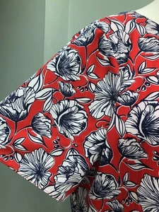 Ladies TU Red Shift Dress Size 18 Floral A-Line 46” Bust Lined Cut Out Back New - Picture 1 of 11