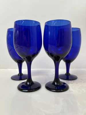 4 PIEZAS LIBBEY PREMIERE AZUL COBALTO 2 COPAS DE VINO 2 COPAS DE AGUA/TÉ HELADO 2 CADA UNA Foto 1 de 4