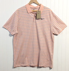 Nike Dri-Fit Polo da Golf Uomo Blu Pesca a Righe Taglia Large Nuova con etichette - Foto 1 di 10