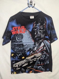 T-shirt vintage Star Wars Darth Vader giovane L film promo anni 90 rara - Foto 1 di 7