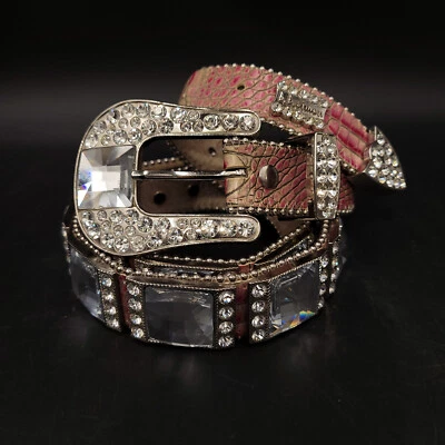 B. B. Simon Swavorski Crystal Pink Snakeskin Python Size 36 Belt Mabeline - Image 1 of 4