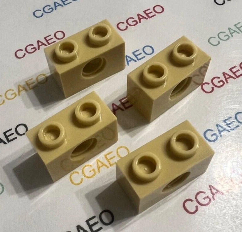 4 x  Lego 3700 - Technic, Brick 1 x 2 with Hole - TAN - Photo 1/1