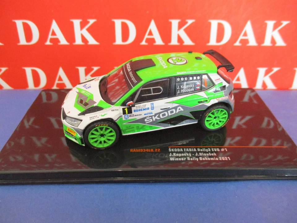 SKODA FABIA RALLY 2 E N.1 RALLY BOHEMIA 2021 KOPECKY-HLOUSEK 1 43 Ixo Model Auto