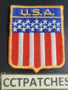 VINTAGE USA SHIELD TRAVEL SOUVENIR AMERICAN FLAG PATCH - Picture 1 of 2