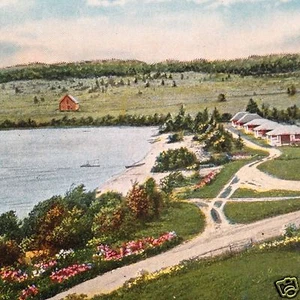 Vtg Lake Wallis Vermont Postcard Marshall Cabins Beach Color View Unposted VT - Picture 1 of 12