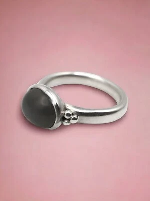 RETIRADO Y MUY RARO Anillo Pandora Plata Esterlina Cabujón Gris Piedra Lunar Talla 52 Foto 1 de 3