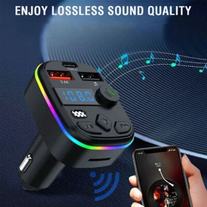 Car Accessories Dual USB Type C FM Transmitter MP3 Player Phone Charger Wireless - Imagen 1 de 11