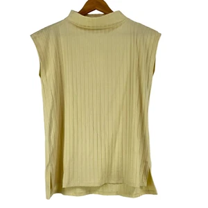 Eileen Fisher NWT Washable Stretch Rib Funnel Neck Square Top Size XS Yellow - Picture 1 of 7