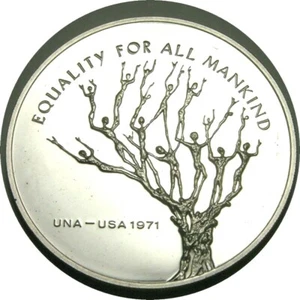 elf 1971 United Nations USA Equality for All Mankind Official Silver Medal FM - Bild 1 von 2