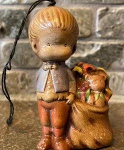 Vintage Christmas Ornament Ceramic Boy W/Bag of Toys Sweet MCM Style - Picture 1 of 6