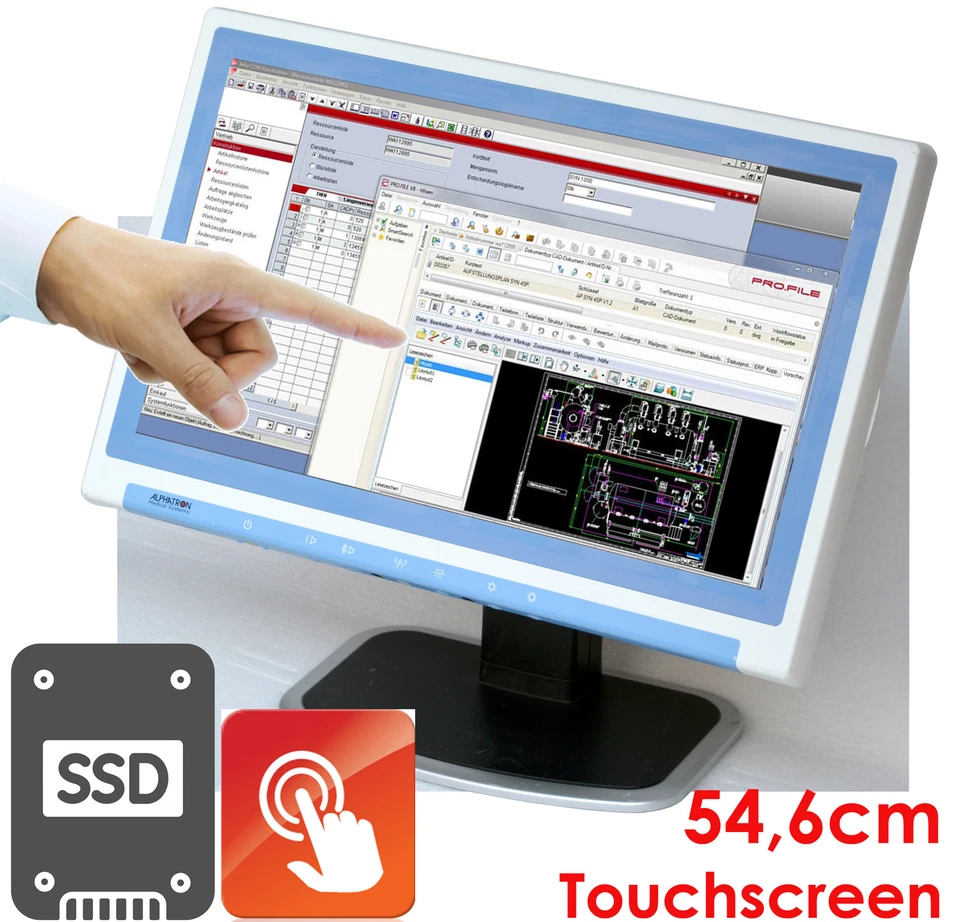 Aio Industry Computer POC-W211 i7 CPU 8GB RAM 54cm Touchscreen SSD HDD V252 - Image 1 of 1