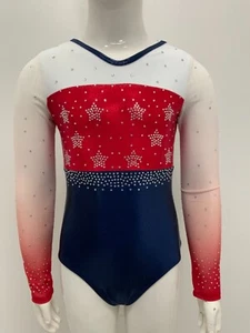 Patriotic  America long sleeve gymnastics leotard for girls - Picture 1 of 3