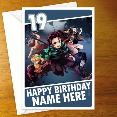 DEMON SLAYER Personalised Birthday Card - anime tanjiro iosuke nezuko