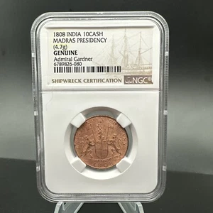 1808 Admiral Gardner Shipwreck 10 Cash Coin East India NGC Certified. ( 080 ) - Picture 1 of 4
