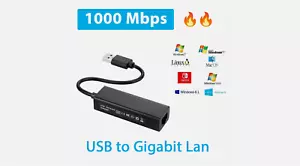 USB 3.0 To RJ45 Gigabit 100/1000Mbps Ethernet Adapter Network Lan Card PC Linux - Picture 1 of 2