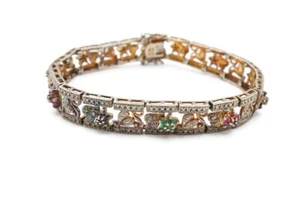 Ross Simons Bracelet Sapphire Emerald Ruby Gold Plated Sterling Silver 925 7.25" - Picture 1 of 15