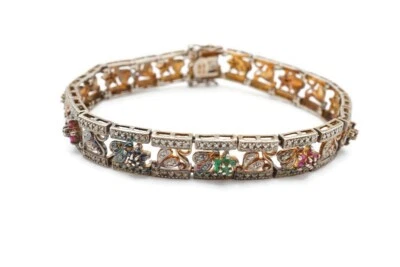 Ross Simons Bracelet Sapphire Emerald Ruby Gold Plated Sterling Silver 925 7.25" - Image 1 of 4