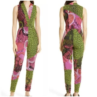 Fuzzi Jean Paul Gaultier NWT Sleeveless Mesh Abstract Jumpsuit Strawberry Small - Image 1 of 4