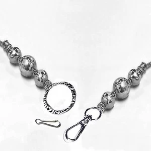 Necklace Lanyard, reading glasses, id badge holder, cord or chain, Silver Grey - Bild 1 von 5