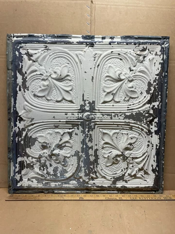 1pc 24" x 24" Full Piece Antique Ceiling Tin Vintage Reclaimed Salvage Art Craft Cover