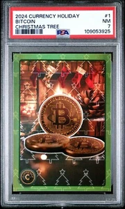 2024 Cardsmiths Currency Holiday Bitcoin Christmas Tree Refractor PSA 7 NM #1 - Picture 1 of 2