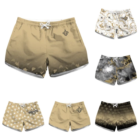 New Orleans Saints Womens Lightweight Drawstring Shorts Summer Pocket Shorts Cover
