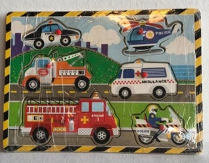wood puzzle SPECIAL VEHICLES, 6 PIECES, EDUCATIONAL TOY - Picture 1 of 3
