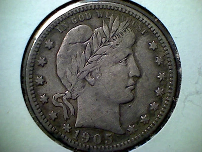 1905 25C Barber Quarter , VF , SCARCE DATE  - Image 1 of 2