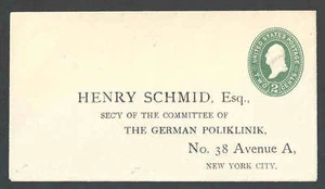 1874 U311 2c Green On White Mint Entire Die 88 Size 3 Preaddressed To The---- - Picture 1 of 1