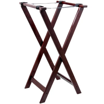 3 PACK Restaurant 32" TALL Waitress Folding Serving Tray Stand Red Brown Wood - Image 1 of 4