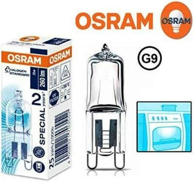 2X OSRAM OVEN HALOPIN 25W G9 HALOGEN CAPSULE BULB,Warm White 2700K, 230//240V - Image 1 of 4