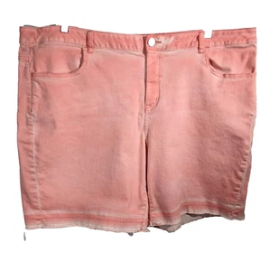 Lane Bryant Salmon Jean Shorts Size 26 Distressed Denim Bermuda Pink Orange - Picture 1 of 11