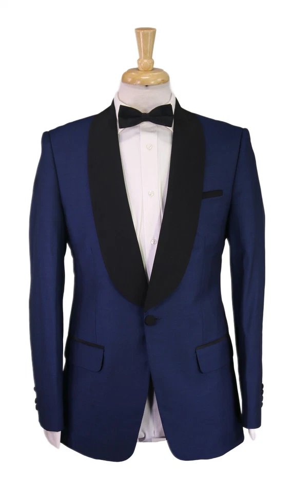 Traje formal de esmoquin Sahil Aneja personalizado a medida azul real solapa 1 btn 40R Foto 1 de 4