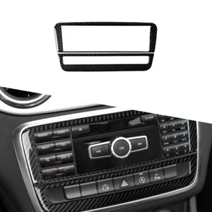 Carbon Fiber CD Seat Heat Console Sticker Trim Black For Mercedes GLA CLA Car - Picture 1 of 1