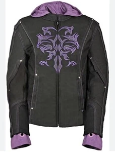 Milwaukee Leather Nylon Doulon 1300 Motorcycle Jacket Black Purple Large NWT - Picture 1 of 12