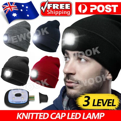 Winter Autumn Warm LED Light Knitted Beanie Hat Men Women With USB Rechargeable - image 1 of 4