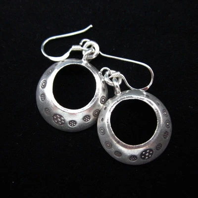 Pendientes de Plata Fina Tribu Colina Joyería Genuina Tribal Vintage Textura Aro Foto 1 de 4