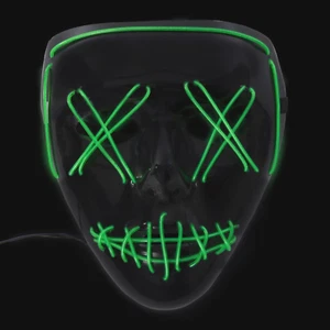 Neon Green Mask 3-Mode LED Costume Purge Cosplay Light Halloween - Picture 1 of 5