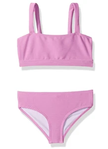 Billabong Girls' Big Line Up Square Neck Two Piece Swim Set Pink Sz 14 - Picture 1 of 2