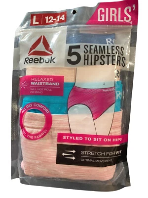 Paquete de 5 bragas elásticas Reebok hipster sin costuras talla L 12-14 para niñas Foto 1 de 4