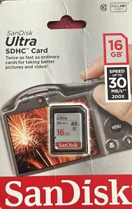(New & Unopened) SanDisk 16GB Ultra SDHC UHS-I Memory Card Class 10 80MB/s - Picture 1 of 2