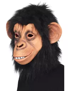 Unisex Chimp Mask Mens Ladies Gorilla Hairy Fancy Dress Face Mask Adults Animal - Picture 1 of 1
