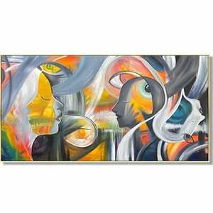 Large Abstract Figurative Paintings On Canvas Original Faces Painting Modern Art - Picture 1 of 7