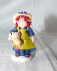 Vtg Tiny People Elayne Watrus Girl with Hobby Horse, Pony on Stick Clay Polymer - Picture 1 of 15