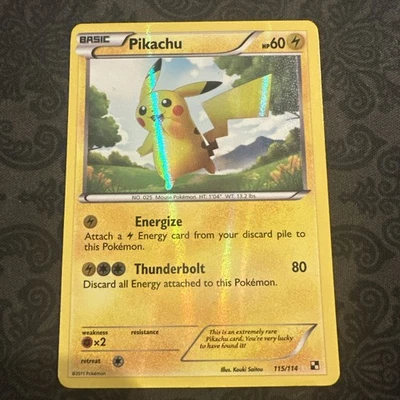 Pokémon Pikachu TCG Black White Holo Card 115/114 Secret Rare - Image 1 of 4