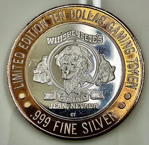 $10 LTD Edition .999 Silver Gaming Token ⁄⁄ Whiskey Pete's Casino ⁄⁄ Jean, NV - Picture 1 of 2