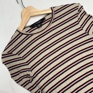 American Apparel Long Sleeve Top Womens Size XS Pink Beige Striped Bodycon Skims - Picture 1 of 8