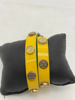 Tory Burch Yellow Leather Studded Wrap Bracelet - Image 1 of 3