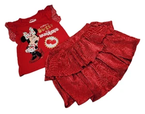 Disney Mädchen 2-teiliges Outfit Minnie Mouse rot Top & Rüschenrock Set Größe 6 - Bild 1 von 11